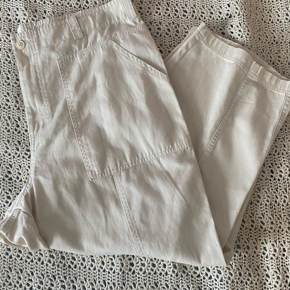 Cream Linen Cargo pants